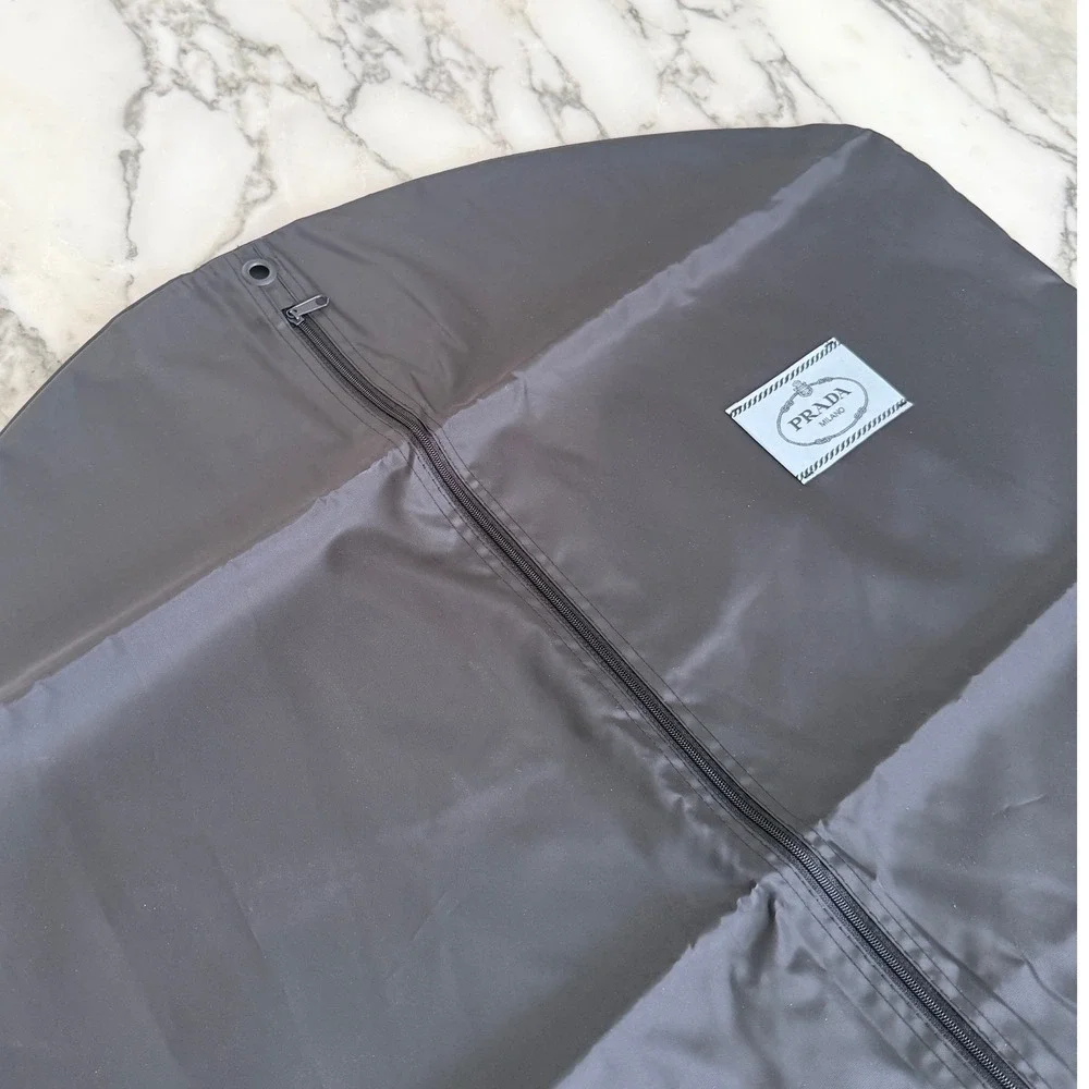 Prada Milano Black Nylon Garment Bag Travel Suit Cover Zipped Logo NEW